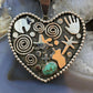 Alex Sanchez Sterling Silver Turquoise Petroglyph Heart Pendant For Women #2