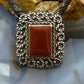 Carolyn Pollack Sterling Silver Carnelian Pendant with Brown Braided Leather Necklace