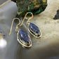 Native American Sterling Silver Marquise Lapis Lazuli Dangle Earrings For Women