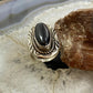 Vintage Native American Sterling Silver Elongated Oval Onyx Decorated Ring Size 6 For Women