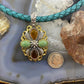 Carolyn Pollack Southwestern Style Sterling Silver & Brass Amber & Green Turquoise Pendant For Women