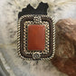 Carolyn Pollack Southwestern Style Sterling Silver Rectangle Red Jasper Decorated Ring Size 8 For Women