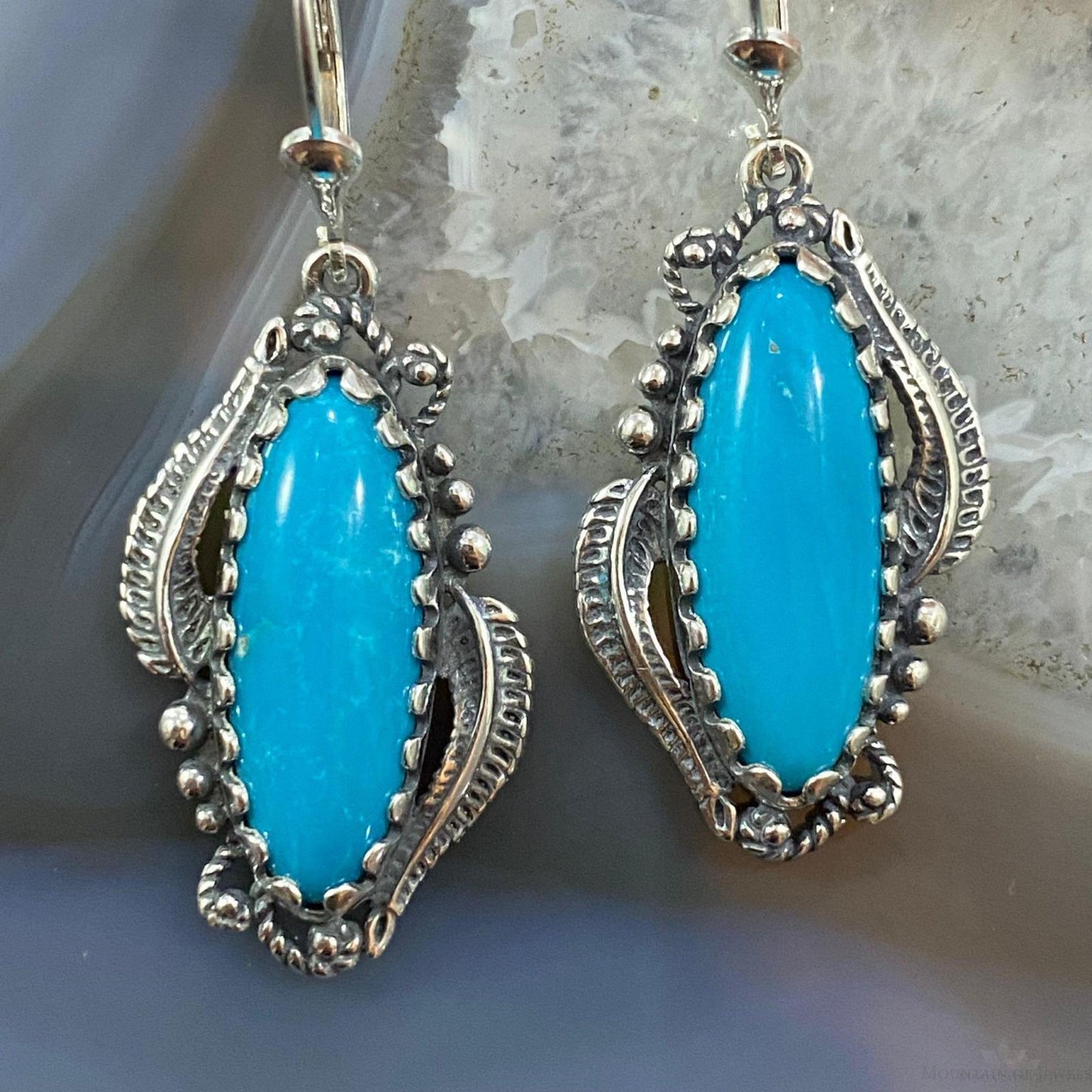 Carolyn Pollack Vintage Southwestern Style Sterling Silver Turquoise Dangle Earrings For Women