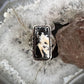 Native American Sterling Silver White Buffalo Rectangle Bar Ring Size 9.5 For Women