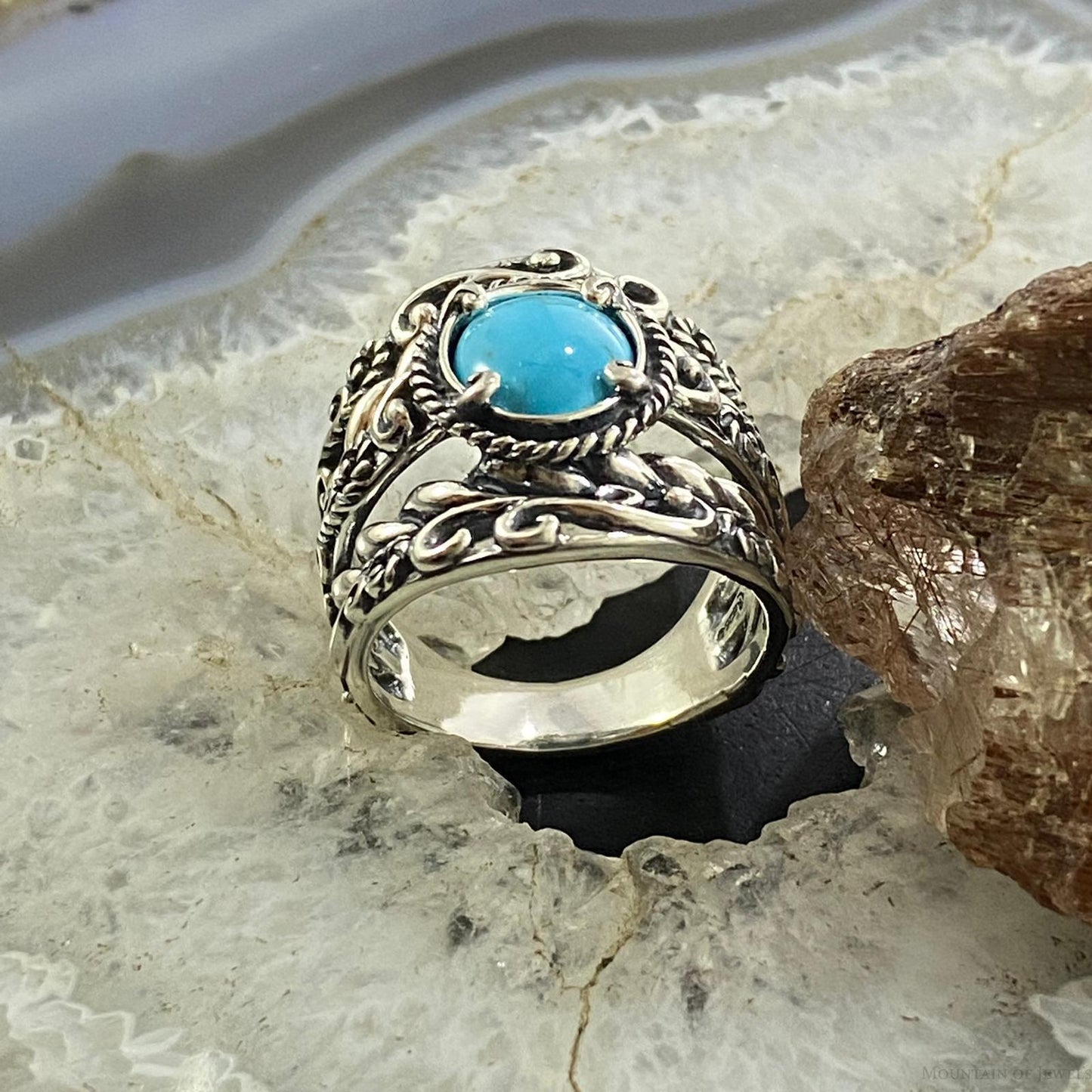 Carolyn Pollack Southwestern Style Sterling Silver Oval Turquoise Decorated Shield Ring Size 10.25 For Women