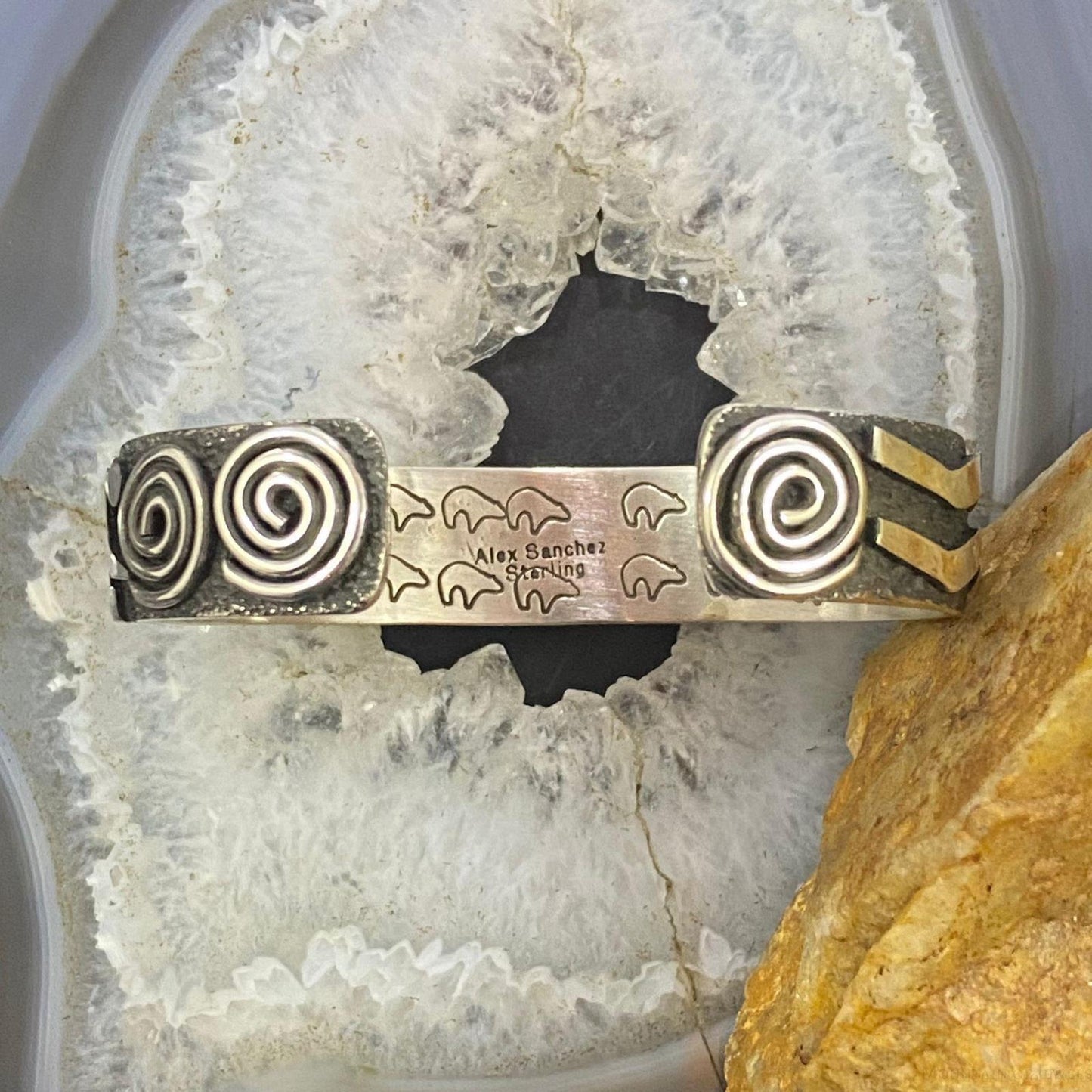 Alex Sanchez Native American Sterling Silver Petroglyph Bracelet For Women #4