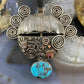 Alex Sanchez Native American Sterling Silver Turquoise Kachina Maiden Face Petroglyph Pendant For Women