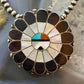 Vintage Zuni Native American Sterling Multistone Inlay Sunface Pendant/Brooch