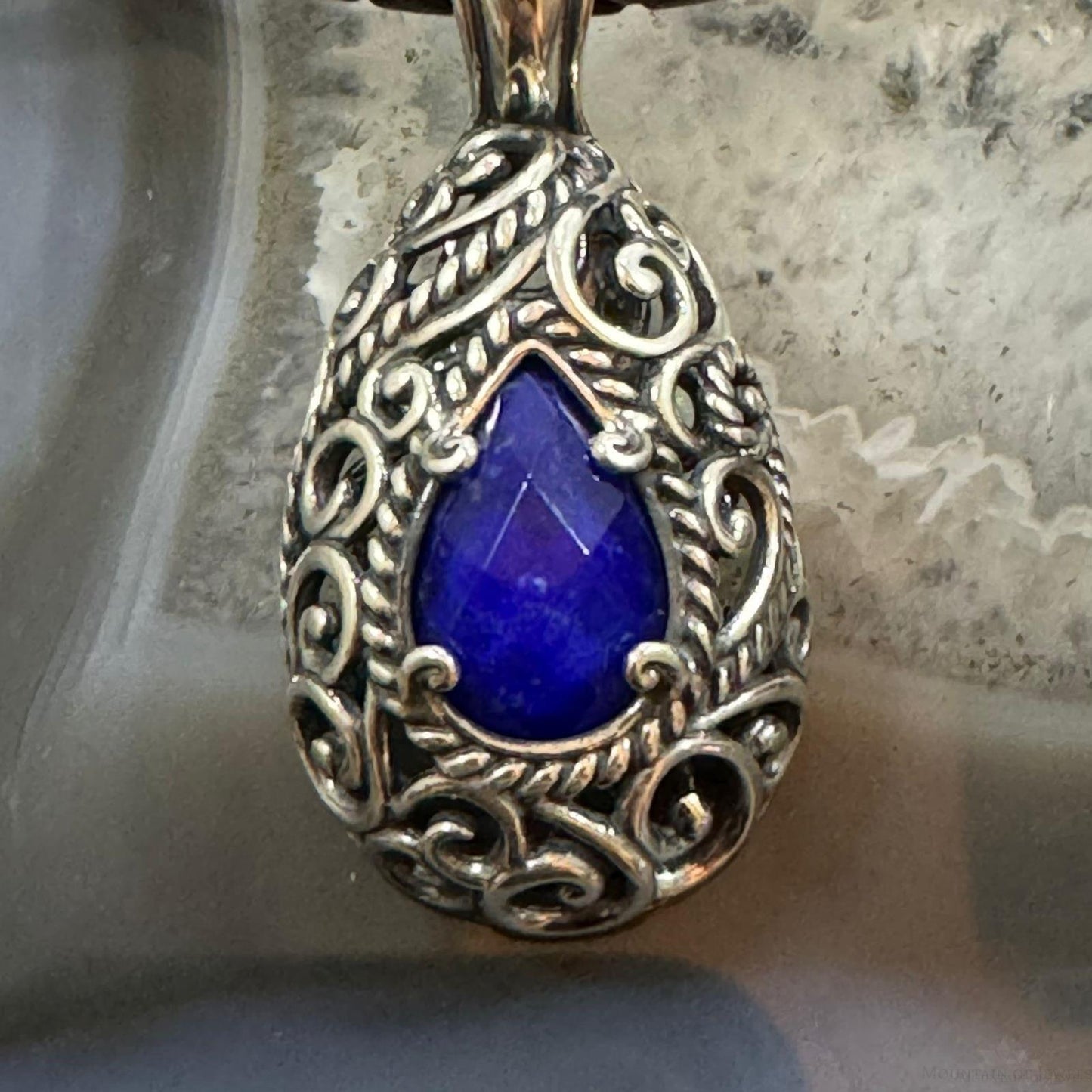 Carolyn Pollack Sterling Silver Teardrop Lapis Doublet Filigree Enhancer Pendant For Women