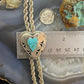 Vintage Native American Silver Turquoise Heart Lariat 26" Necklace For Women