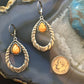 Carolyn Pollack Southwestern Style Sterling Pear Orange Spiny Oyster Decorated Hoop Dangle Earrings