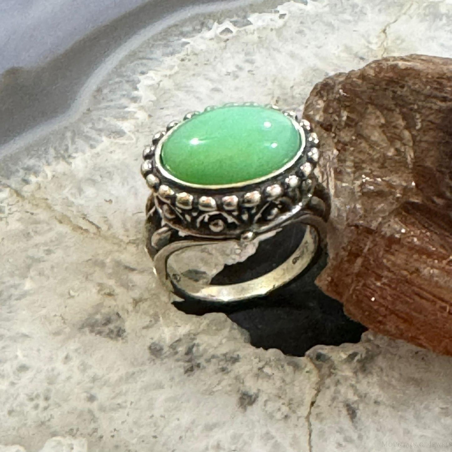 Carolyn Pollack Sterling Silver Oval Variscite Decorated Dome Ring For Women