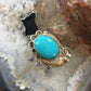 Silver Ray Native American Sterling Silver Turquoise Decorated Ring Size 6.75 For Women