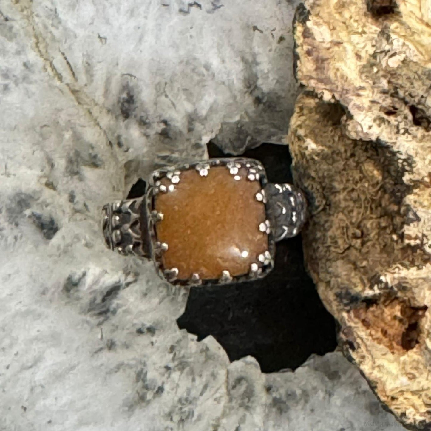 Carolyn Pollack Sterling Silver Square Jasper Decorated Ring Size 6 and 8 For Women