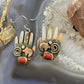 Alex Sanchez Native American Sterling Silver Ancestors Hand Petroglyph W/Coral Dangle Earrings For Women #4