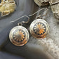 Native American Sterling Silver Stamped Flower Concho Dangle Earrings For Women