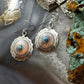 Native American Sterling Silver Turquoise Dot Flower Concho Dangle Earrings For Women