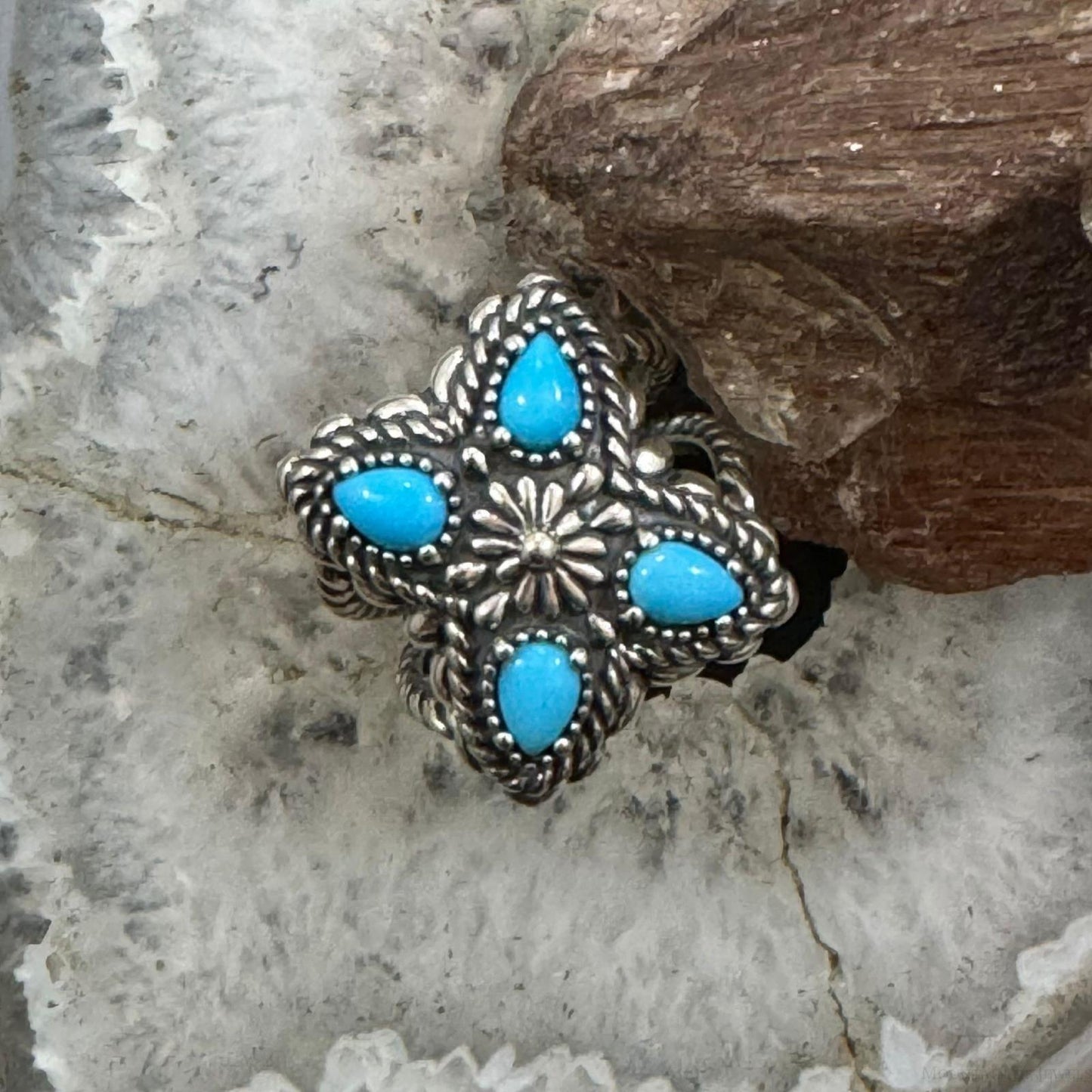 Carolyn Pollack Sterling Silver 4 Sleeping Beauty Turquoise Ring Size 10 For Women