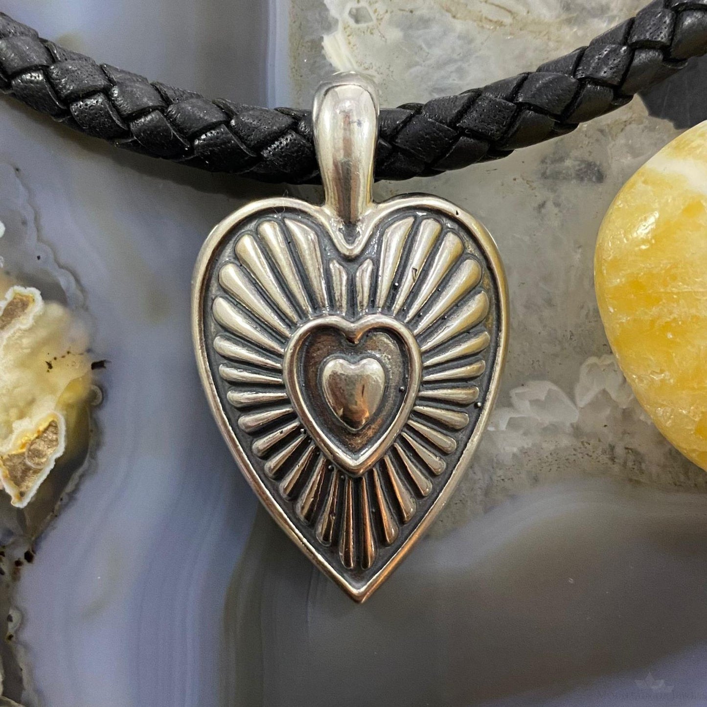 Carolyn Pollack Southwestern Style Sterling Silver Engraved Triple Heart Enhancer Pendant For Women