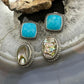 Carolyn Pollack Sterling Silver Square Turquoise & Oval Abalone/Quartz Post Earrings For Women