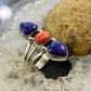 Native American Sterling Silver Lapis Heart & Oval Spiny Oyster Ring Size 10 For Women