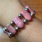 Carolyn Pollack Vintage Sterling Silver 11 Oval Rhodonite Bead Stretch Bracelet For Women