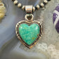 Native American Sterling Silver Kingman Turquoise Heart Shape Pendant For Women