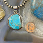 Native American Sterling Silver Natural Kingman Turquoise Pendant For Women