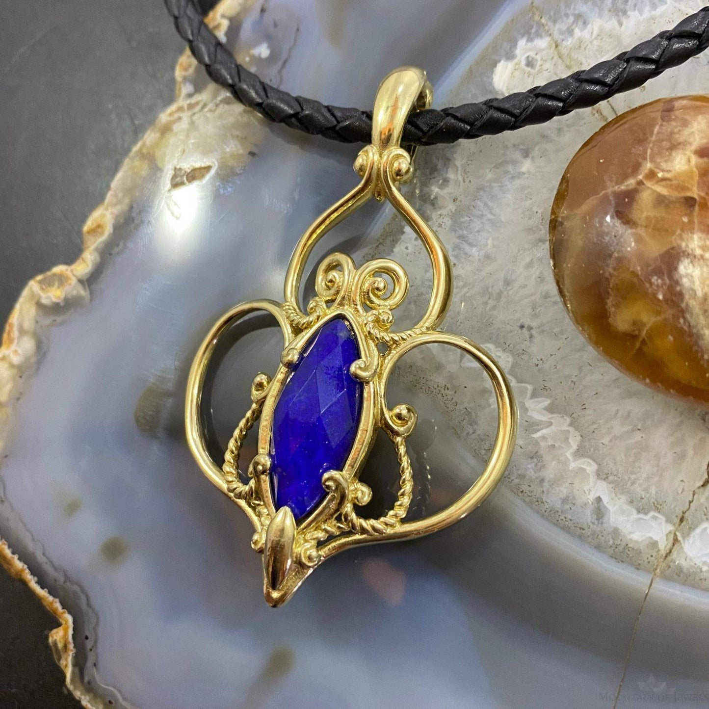 Carolyn Pollack Sterling Silver & Gold Plated Lapis Doublet Enhancer Pendant For Women