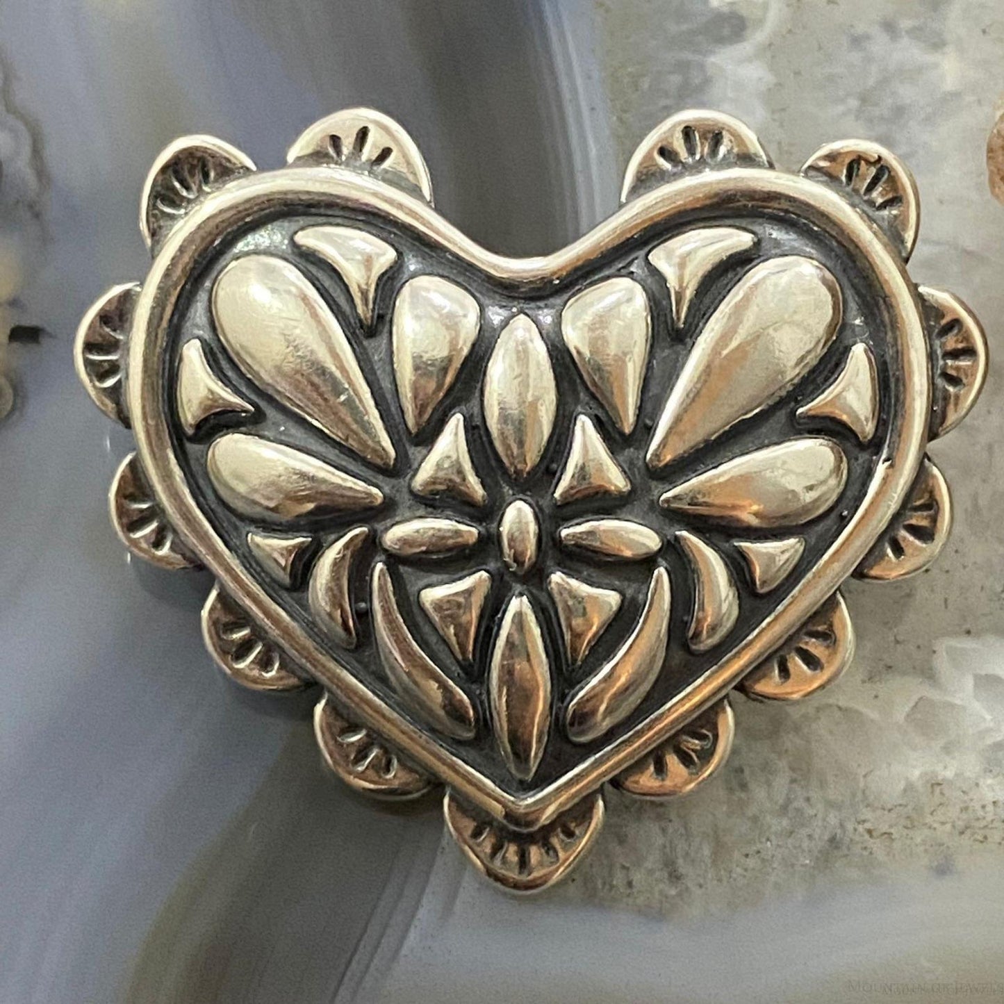Carolyn Pollack Southwestern Style Sterling Silver Decorated Heart Brooch For Women