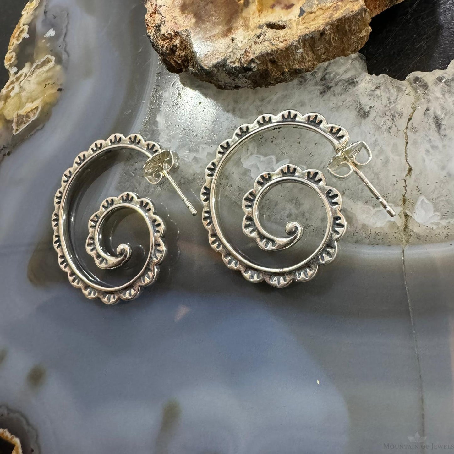 Carolyn Pollack Sterling Silver Stamped Spiral Post Earrings For Women