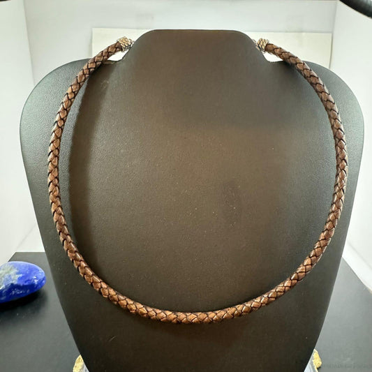 Carolyn Pollack Antique Brown Braided Leather Lobster Clasp Unisex Necklace