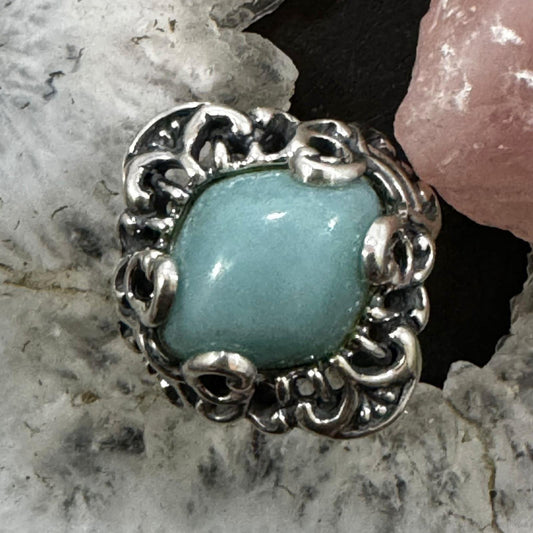 Carolyn Pollack Sterling Silver Amazonite Filigree Decorated Ring For Women