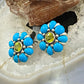 Carolyn Pollack Sterling Silver Turquoise & Faceted Peridot Flower Stud Earrings For Women