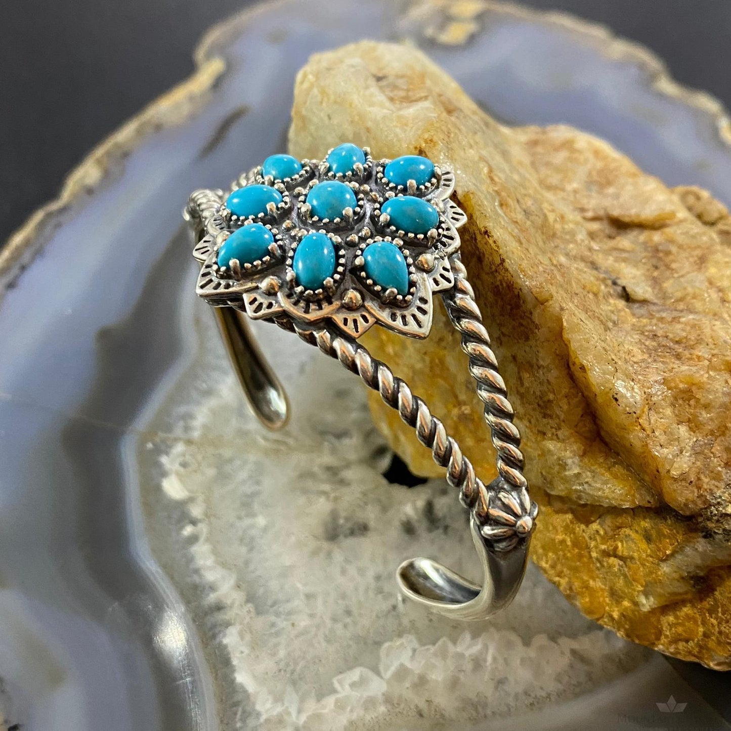 Carolyn Pollack Vintage Southwestern Style Sterling Silver Turquoise Cluster Bracelet For Women