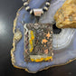 Alex Sanchez Native American Sterling Silver 2 Bumblebee Jasper Petroglyph Tablet Unisex Pendant