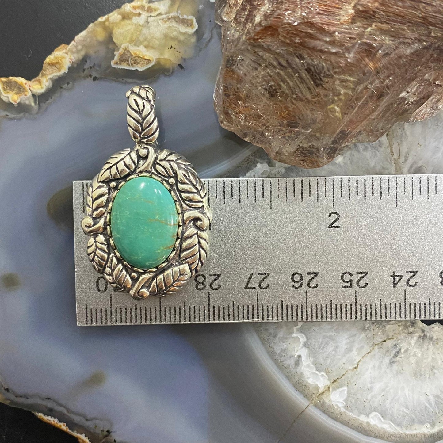 Carolyn Pollack Southwestern Style Sterling Silver Oval Turquoise Decorated Pendant For Women