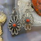 Kevin Billah Native American Sterling Coral Flower Decorated Dangle Earrings For Women #1