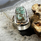Native American Sterling Silver Chinese Turquoise Rectangle Bar Ring Size 8.5 For Women