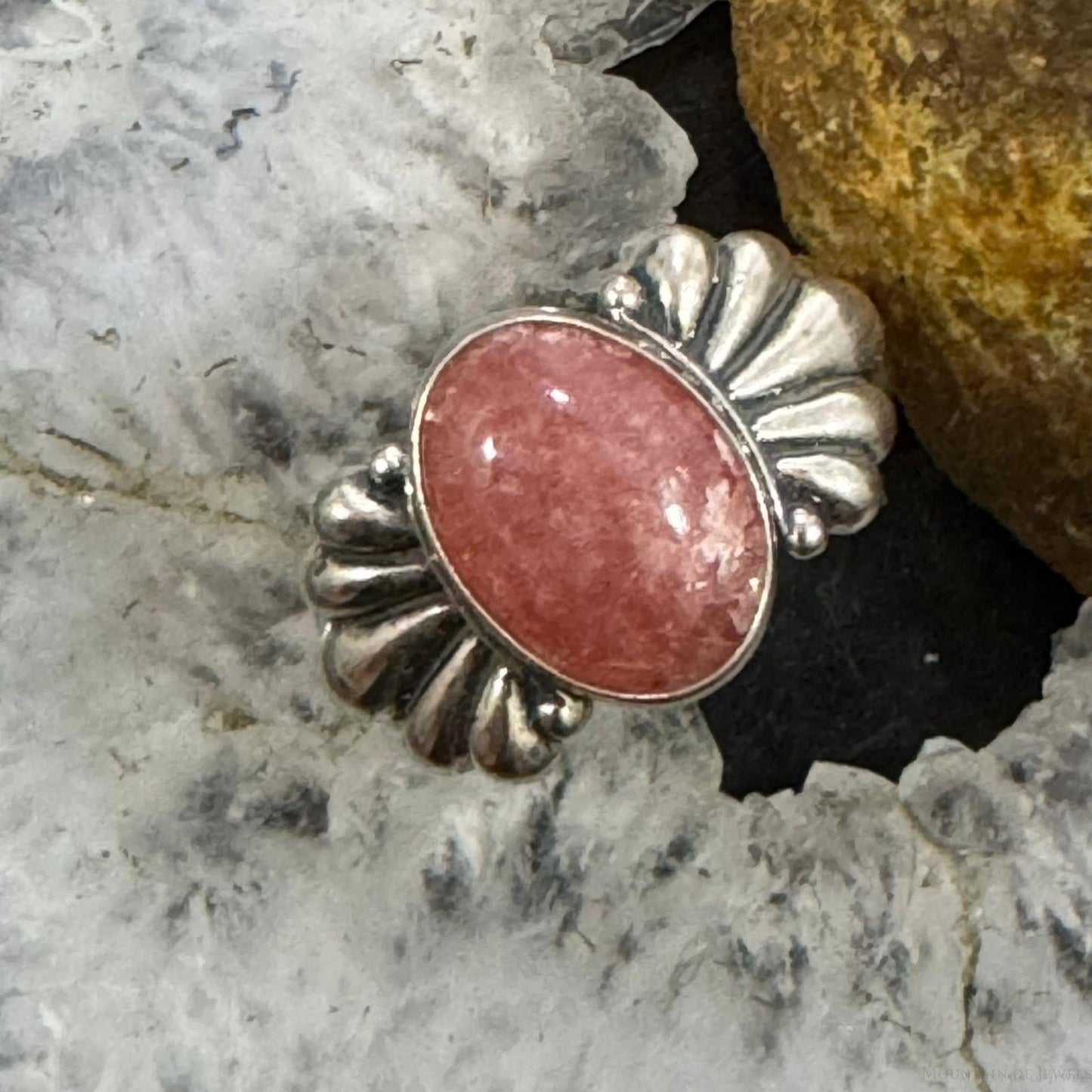 Carolyn Pollack Sterling Silver Oval Rhodochrosite Decorated Ring For Women