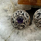 Carolyn Pollack Sterling Silver Amethyst Decorated Safety Clip Stud Earrings For Women