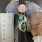 Vintage Native American Silver Turquoise & Malachite Decorated Ring Size 7.75 For Women