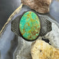 Vintage Native American Silver Large Oval Turquoise Decorated Bracelet For Women