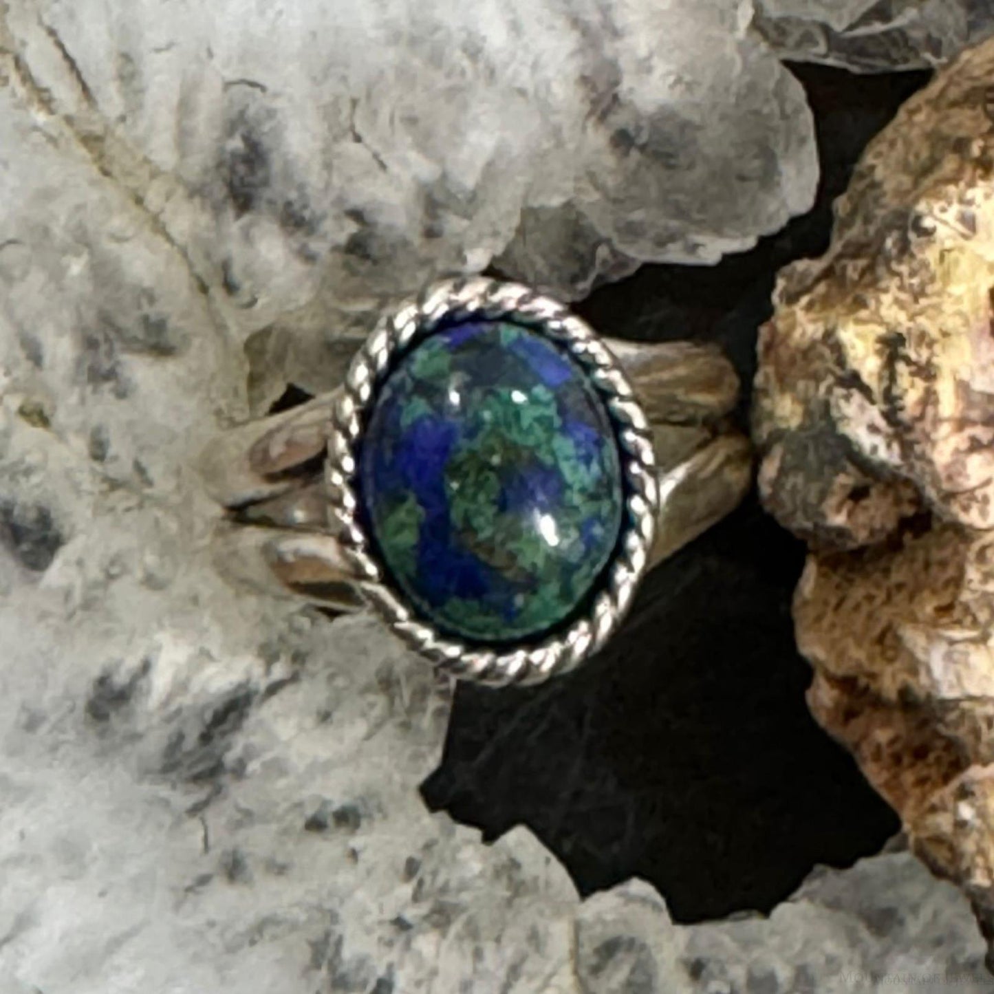 Carolyn Pollack Southwestern Style Sterling Silver Oval Chrysocolla Ring Size 6 For Women