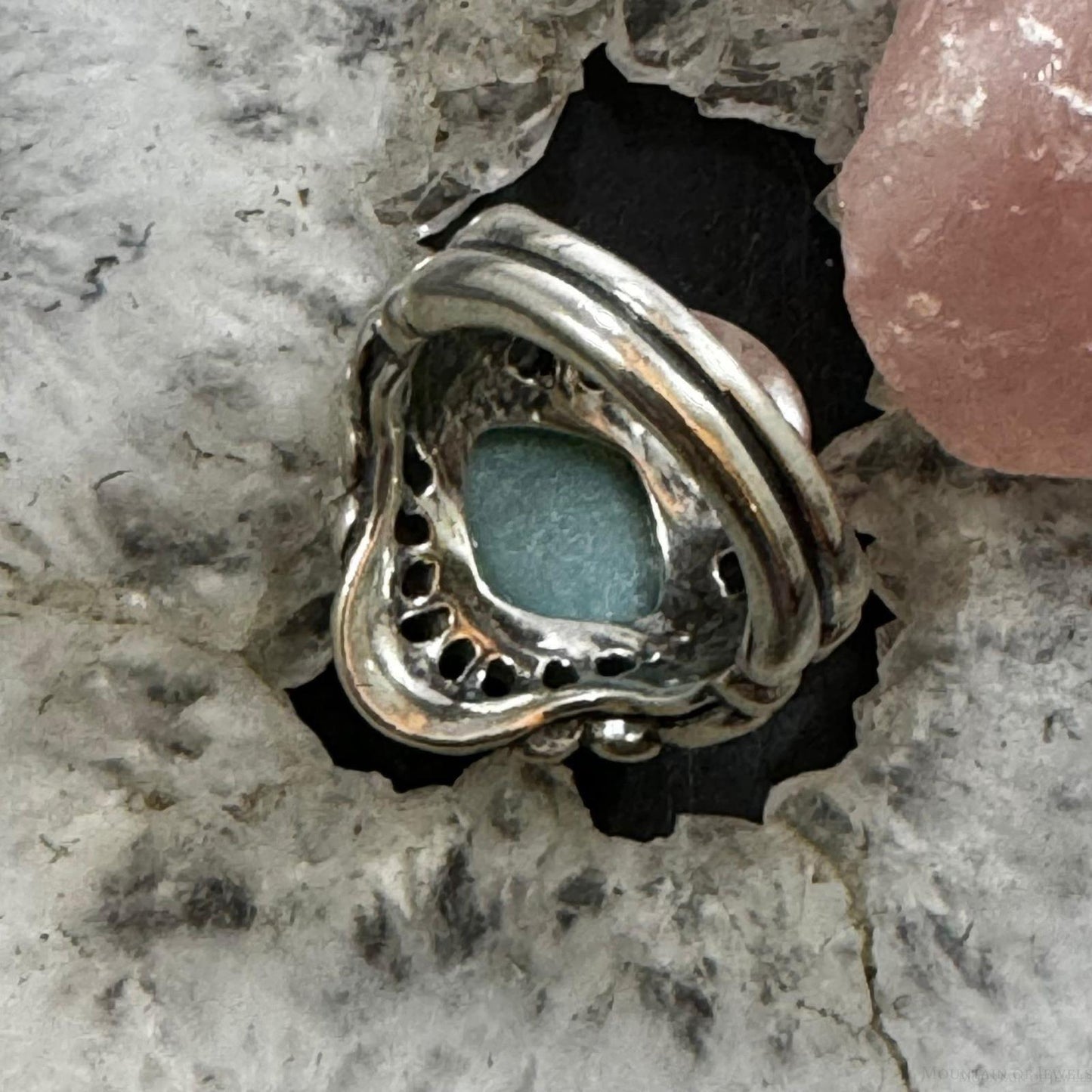 Carolyn Pollack Sterling Silver Amazonite Filigree Decorated Ring For Women