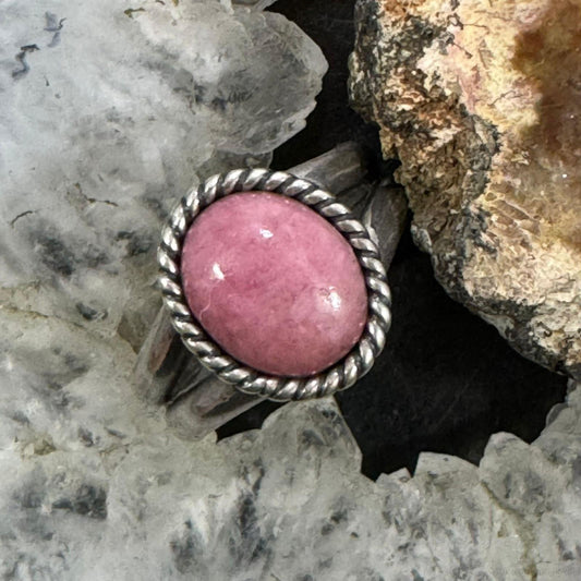 Carolyn Pollack Southwestern Style Sterling Silver Oval Rhodonite Ring Size 6 For Women