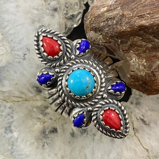 Carolyn Pollack Southwestern Style Sterling Silver Multi-gemstone Decorated Ring For Women Size 10 For Women