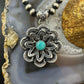 Kevin Billah Sterling Silver Round Turquoise Decorated Flower Pendant For Women
