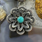 Kevin Billah Sterling Silver Round Turquoise Decorated Flower Pendant For Women