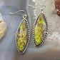 Native American Sterling Silver Marquise Green Turquoise Dangle Earrings For Women